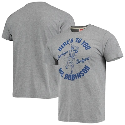 T-shirt triple mélange Hommage Jackie Robinson gris Brooklyn Dodgers pour hommes