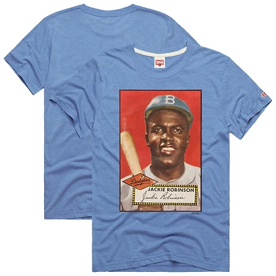 Men's Homage Jackie Robinson Light Blue Brooklyn Dodgers 1952 Topps Baseball Card Player T-Shirt