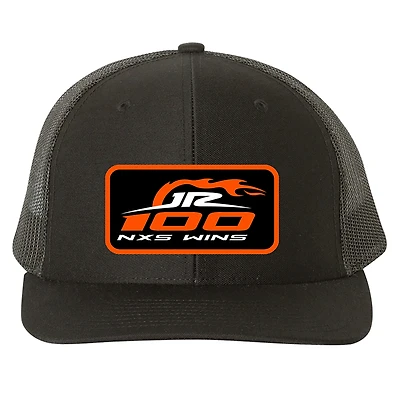 Men's JR Motorsports Official Team Apparel Black 100th Xfinity Series Wins Trucker Snapback Hat