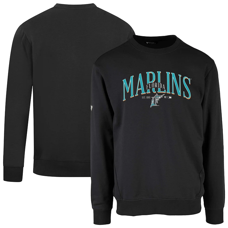 Men's Levelwear Black Florida Marlins Cooperstown Collection Zane Vintage Pullover Sweatshirt