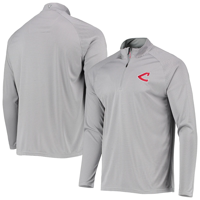 Haut à enfiler quart de zip raglan Levelwear Cleveland Guardians Orion gris pour homme