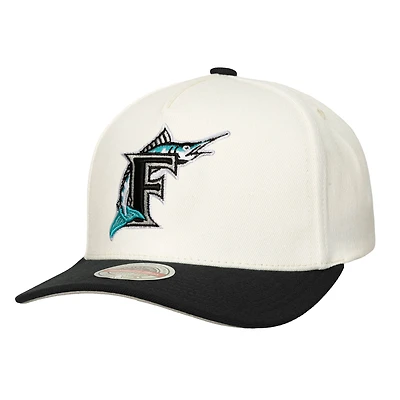 Men's Mitchell & Ness  Cream Florida Marlins Coop Stretch-Snapback Hat