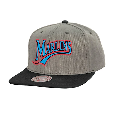Casquette snapback basique Mitchell & Ness grise Florida Marlins Cooperstown Collection pour homme
