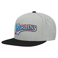 Casquette snapback basique Mitchell & Ness grise Florida Marlins Cooperstown Collection pour homme
