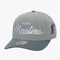 Casquette ajustable Mitchell & Ness grise Florida Marlins Cooperstown Thunderstorm Head Coach Pro-Crown pour homme