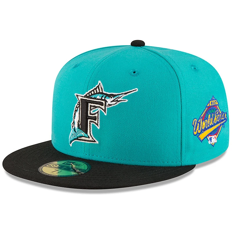 Casquette ajustée 59FIFTY en laine Aqua Florida Marlins World Series New Era pour homme