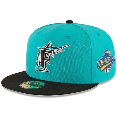 Casquette ajustée 59FIFTY en laine Aqua Florida Marlins World Series New Era pour homme