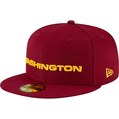 New Era Burgundy Washington Football Team Wordmark NFL Script 59FIFTY pour homme - Casquette ajustée