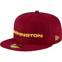 New Era Burgundy Washington Football Team Wordmark NFL Script 59FIFTY pour homme - Casquette ajustée
