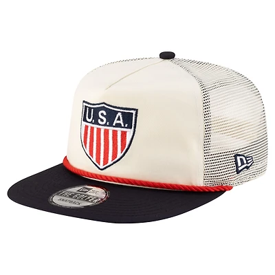 Casquette snapback rétro de golfeur New Era crème USMNT 1950 pour homme