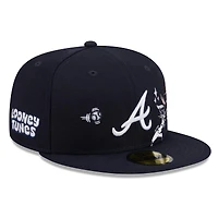 Casquette ajustée New Era 59FIFTY pour homme, bleu marine, Atlanta Braves, Looney Tunes Bugs Bunny