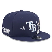 Casquette snapback New Era 9FIFTY pour homme, bleu marine, Tampa Bay Rays, Looney Tunes Bugs Bunny