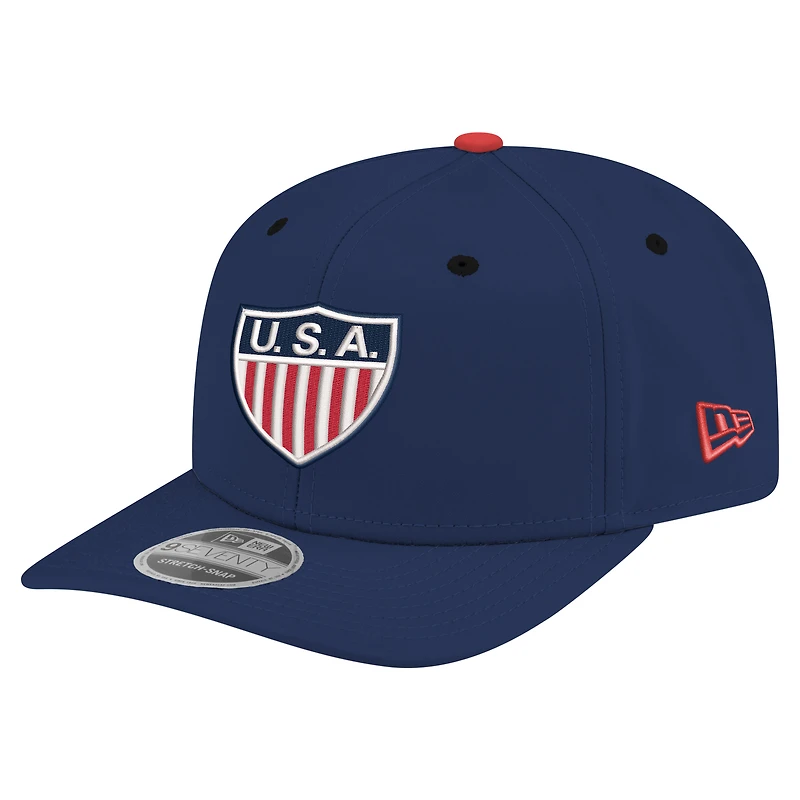 Casquette extensible New Era USMNT 1950 Retro 9SEVENTY bleu marine pour homme