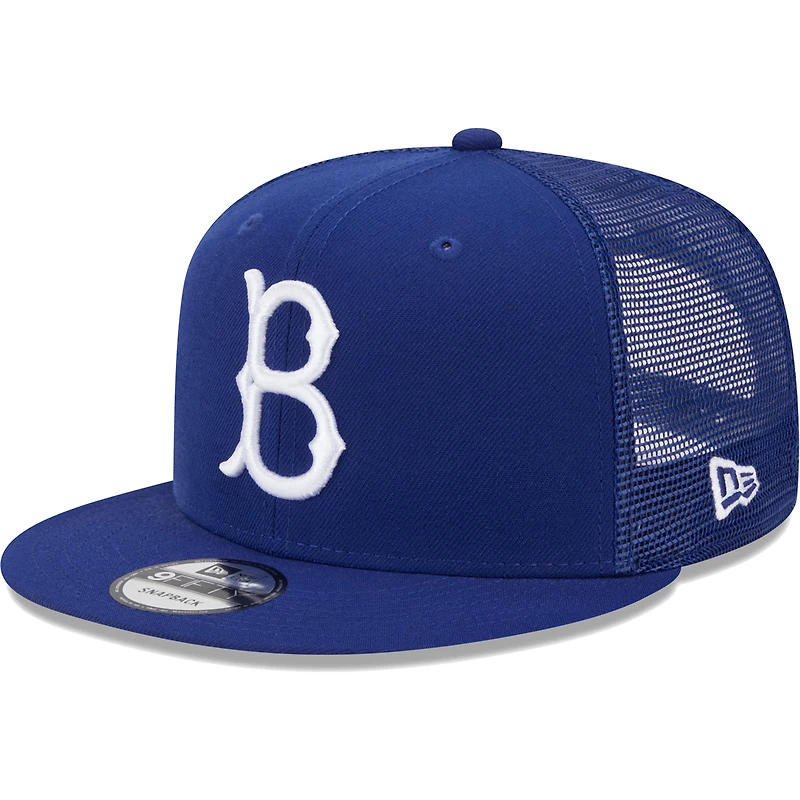 Casquette New Era Royal Brooklyn Dodgers Cooperstown Collection Team Color Trucker 9FIFTY Snapback pour homme