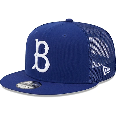 Casquette New Era Royal Brooklyn Dodgers Cooperstown Collection Team Color Trucker 9FIFTY Snapback pour homme