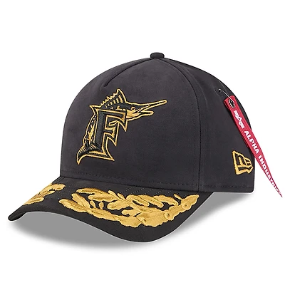 Casquette ajustable A-Frame 9FORTY noire des Florida Marlins de New Era x Alpha Industries pour homme