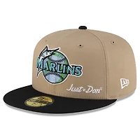 Men's New Era x Just Don Light Beige/ Black Florida Marlins Earth Day 59FIFTY Fitted Hat
