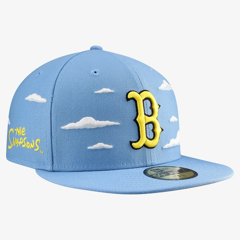 Men's New Era x Simpsons Light Blue Boston Red Sox Clouds 59FIFTY Fitted Hat