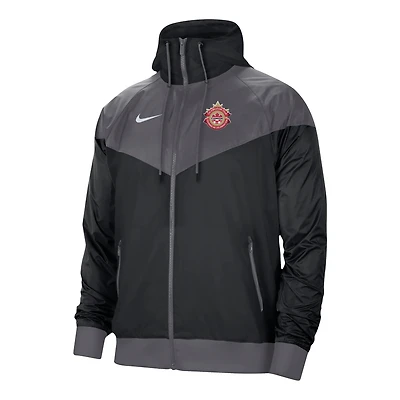 Veste raglan Windrunner de l'équipe nationale féminine Nike Canada pour hommes - Noir à capuchon entièrement zippée