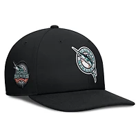 Casquette Nike Pro Performance Snapback noire pour homme des Florida Marlins