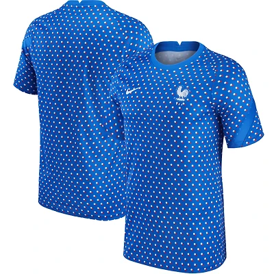 Haut d'avant-match Équipe nationale féminine de France 2021/22 Nike Bleu pour homme