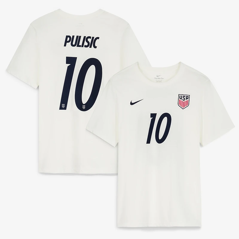 Men's Nike Christian Pulisic Cream USMNT Home Name & Number T-Shirt