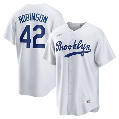 Maillot Nike Jackie Robinson blanc pour homme des Brooklyn Dodgers, collection Cooperstown, Day