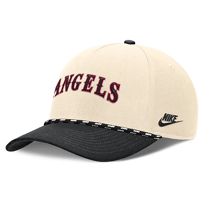 Men's Nike Natural/Black California Angels Cooperstown Collection Rise Adjustable Hat
