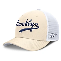 Men's Nike  Natural Brooklyn Dodgers Cooperstown Collection Dri-FIT Rise Trucker Adjustable Hat