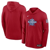 Men's Nike Red 2026 MLB All-Star Game Authentic Collection Dri-FIT Long Sleeve Hooded T-Shirt