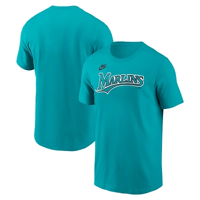 T-shirt Nike turquoise pour homme, logo des Florida Marlins de Cooperstown