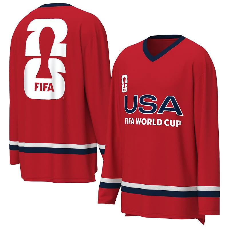 Maillot de hockey sur glace rouge Outerstuff pour homme, Coupe du Monde la FIFA 2026, États-Unis.