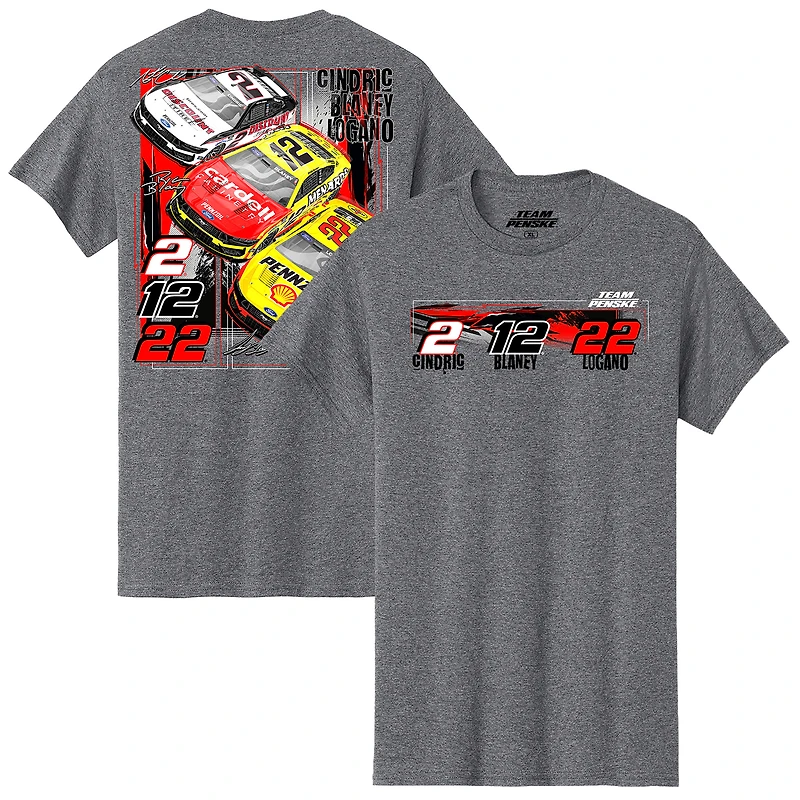 T-shirt gris chiné pour homme, Team Penske Car
