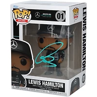 Figurine Funko Pop! en vinyle n° 01 de Lewis Hamilton, écurie Mercedes-AMG Petronas F1, dédicacée.