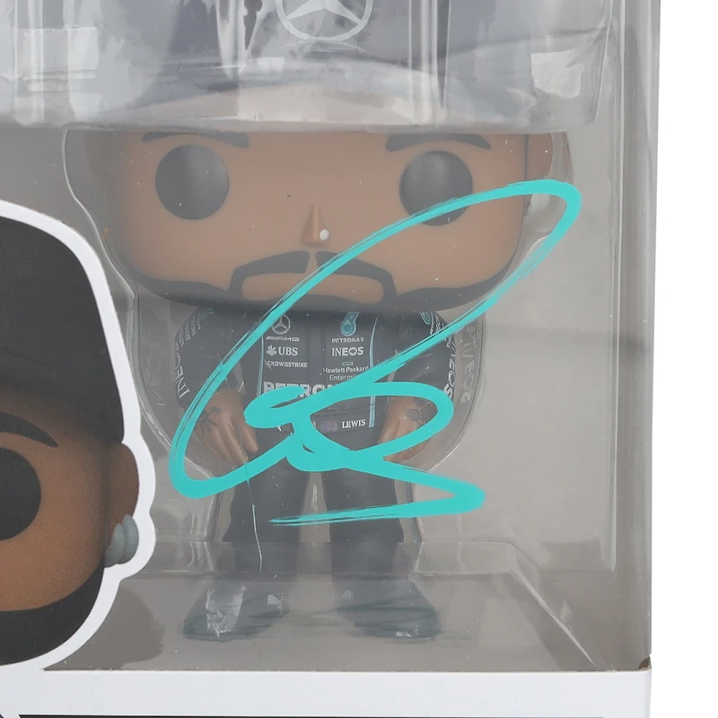 Figurine Funko Pop! en vinyle n° 01 de Lewis Hamilton, écurie Mercedes-AMG Petronas F1, dédicacée.