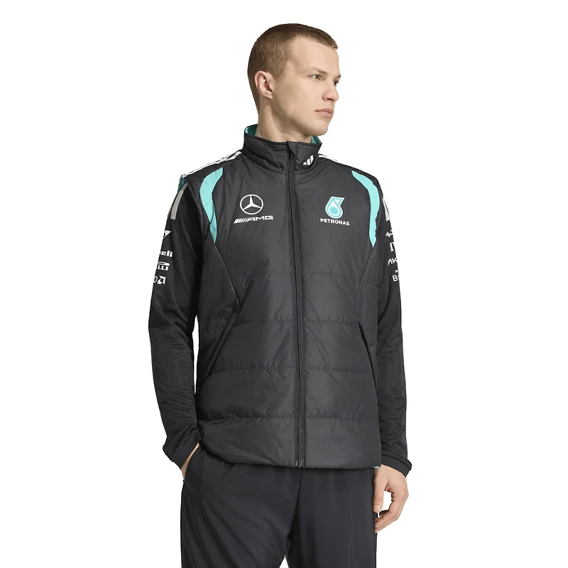 Men's adidas Black Mercedes-AMG Petronas F1 Team Full-Zip climawarm Mechanics Vest