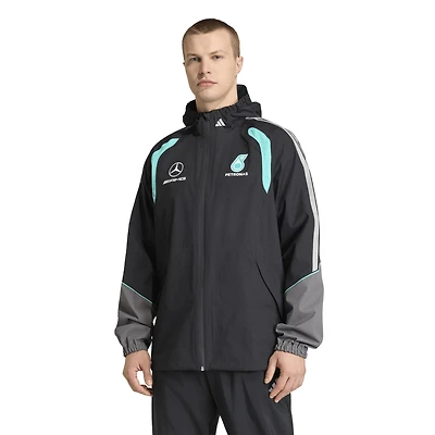 Veste de pluie zippée intégrale adidas Mercedes-AMG Petronas F1 Team Mechanics noire pour homme