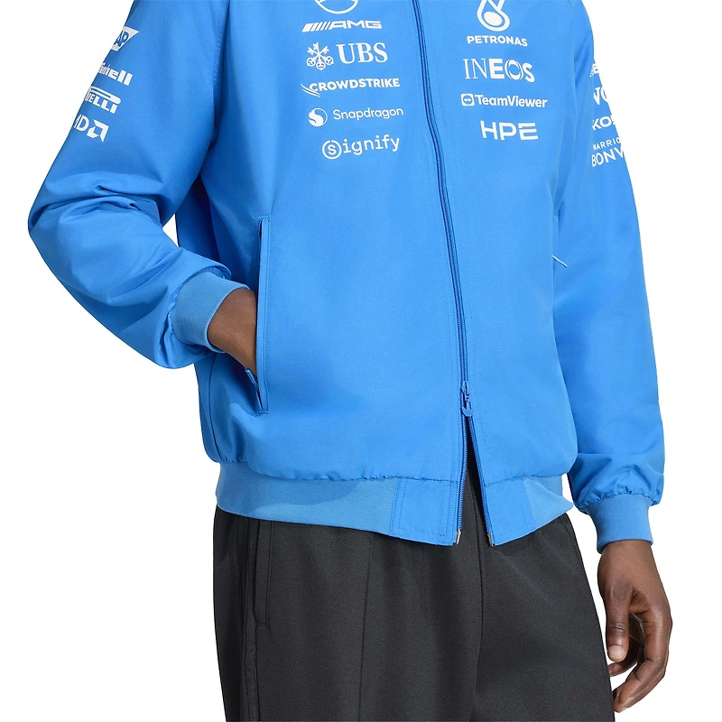 Men's adidas Blue Mercedes-AMG Petronas F1 Team Wonder Harrington Full-Zip Driver Jacket