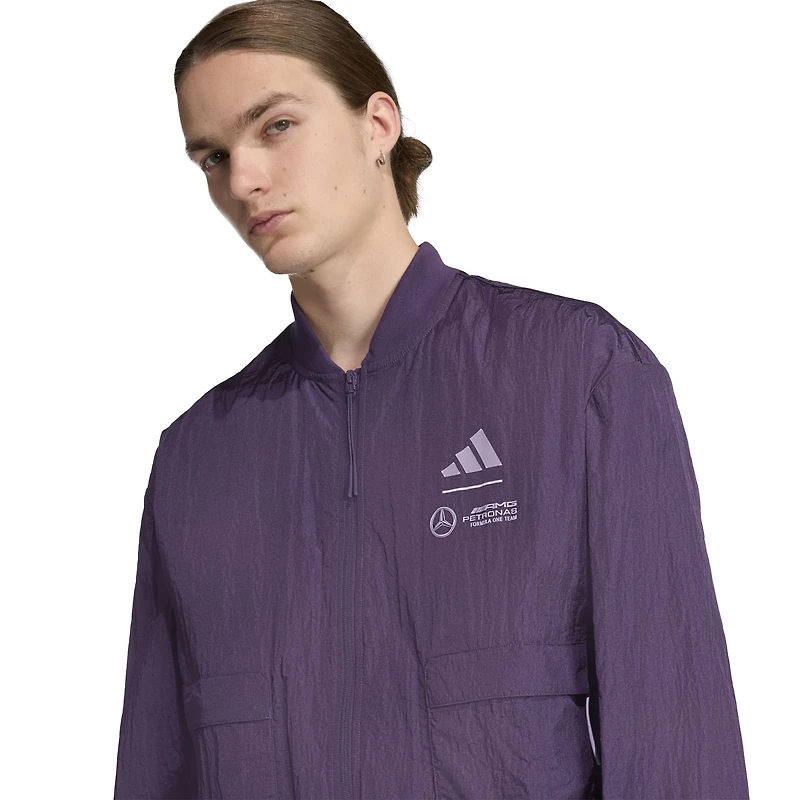 Men's adidas  Dark Purple Mercedes-AMG Petronas F1 Team Premium Woven Full-Zip Bomber Jacket
