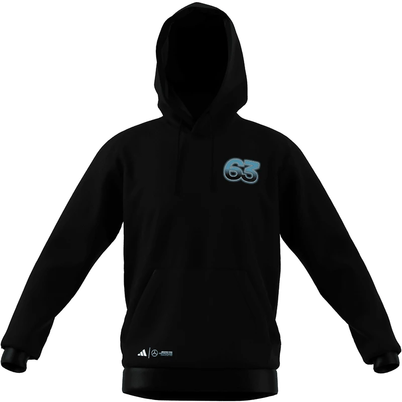 Sweat à capuche graphique noir pour homme, modèle pilote de l'équipe Mercedes-AMG Petronas F1, adidas George Russell