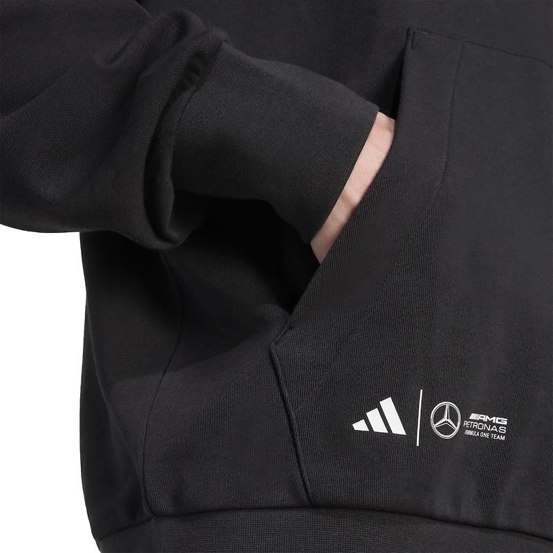 Sweat à capuche graphique noir pour homme, modèle pilote de l'équipe Mercedes-AMG Petronas F1, adidas George Russell