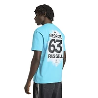 T-shirt homme adidas George Russell bleu Mercedes-AMG Petronas F1 avec nom et numéro