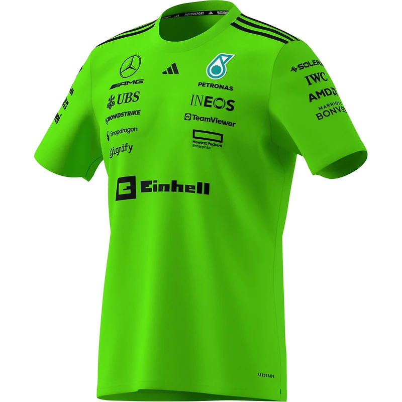 Men's adidas Green Mercedes-AMG Petronas F1 Team Wear Set Up T-Shirt