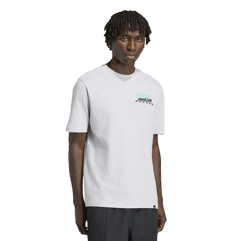Men's adidas Heather Gray Mercedes-AMG Petronas F1 Team Angled Graphic T-Shirt