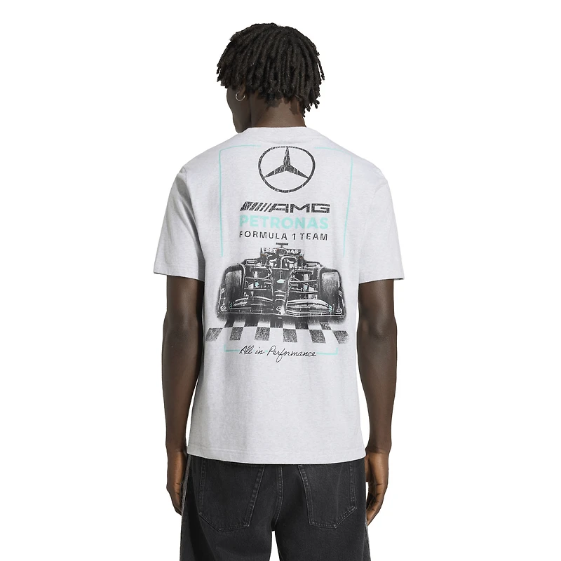 T-shirt graphique adidas Heather Gray Mercedes-AMG Petronas F1 Team pour homme