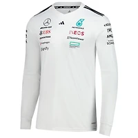Men's adidas  White Mercedes-AMG Petronas F1 Team Driver Wear Replica Long Sleeve Slim Jersey