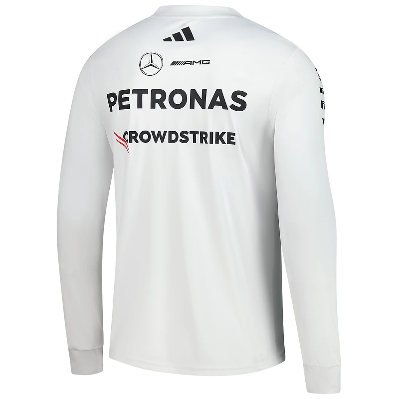 Men's adidas White Mercedes-AMG Petronas F1 Team Driver Wear Replica Long Sleeve Slim Jersey
