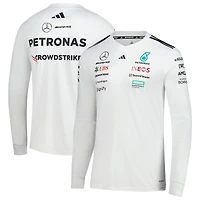 Men's adidas  White Mercedes-AMG Petronas F1 Team Driver Wear Replica Long Sleeve Slim Jersey