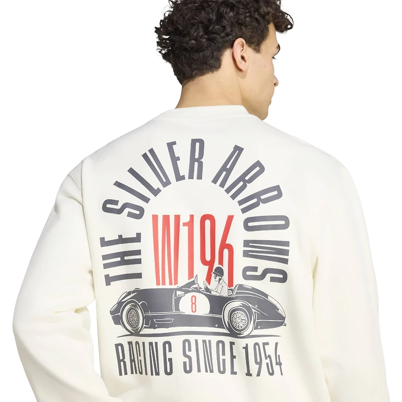 Sweat-shirt adidas blanc pour homme Mercedes-AMG Petronas F1 Team Silver Arrows Since 1954