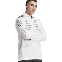 Polo à manches longues adidas blanc Mercedes-AMG Petronas F1 Team Wear pour homme